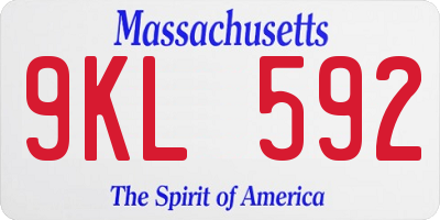 MA license plate 9KL592