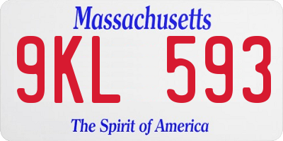 MA license plate 9KL593