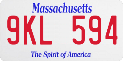 MA license plate 9KL594