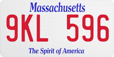 MA license plate 9KL596