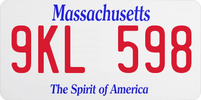 MA license plate 9KL598