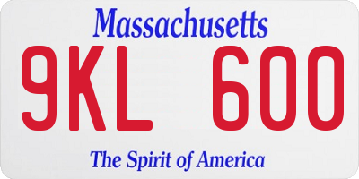 MA license plate 9KL600