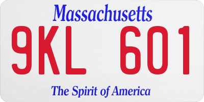 MA license plate 9KL601