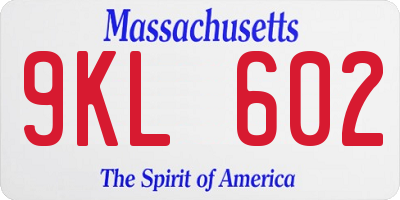 MA license plate 9KL602