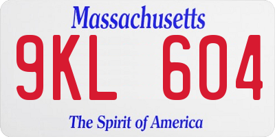 MA license plate 9KL604
