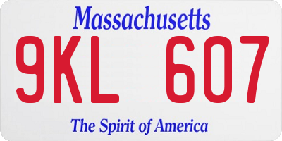 MA license plate 9KL607