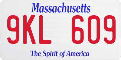 MA license plate 9KL609