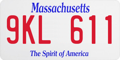 MA license plate 9KL611