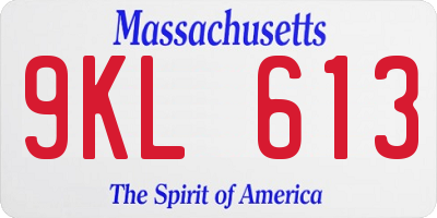 MA license plate 9KL613