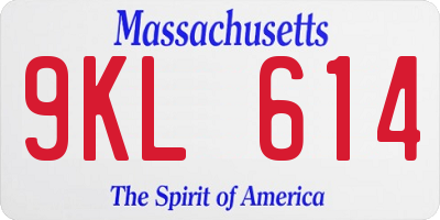 MA license plate 9KL614