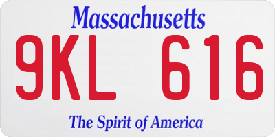 MA license plate 9KL616