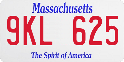 MA license plate 9KL625