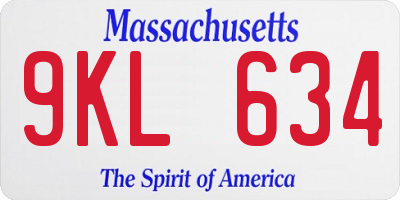 MA license plate 9KL634