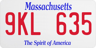 MA license plate 9KL635