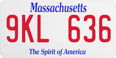 MA license plate 9KL636
