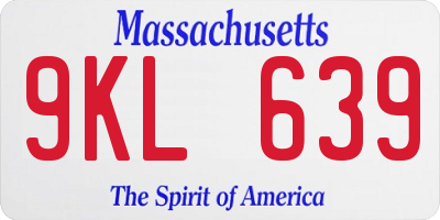 MA license plate 9KL639