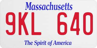 MA license plate 9KL640