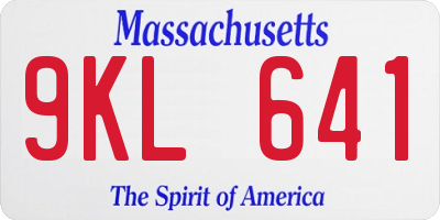 MA license plate 9KL641