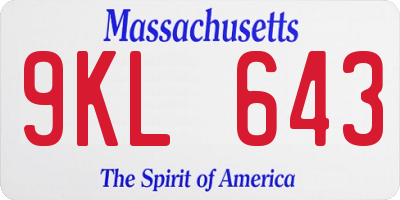 MA license plate 9KL643