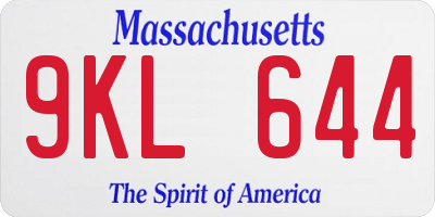 MA license plate 9KL644