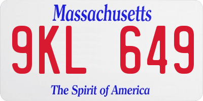 MA license plate 9KL649
