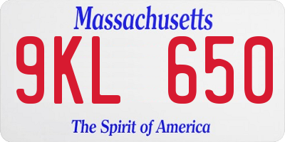 MA license plate 9KL650