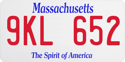 MA license plate 9KL652