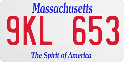 MA license plate 9KL653