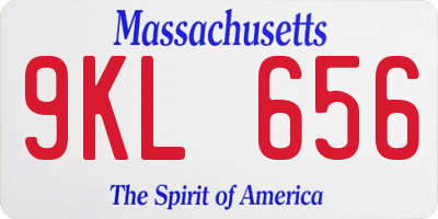 MA license plate 9KL656