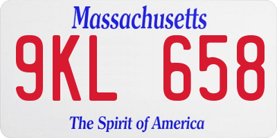 MA license plate 9KL658
