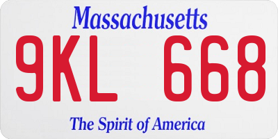 MA license plate 9KL668