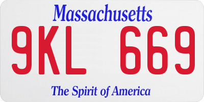 MA license plate 9KL669
