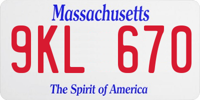 MA license plate 9KL670