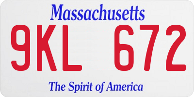 MA license plate 9KL672