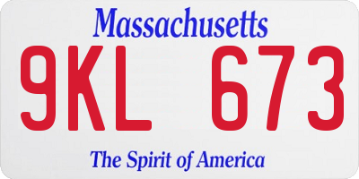 MA license plate 9KL673