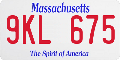 MA license plate 9KL675