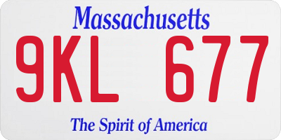 MA license plate 9KL677