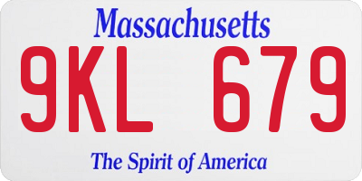 MA license plate 9KL679