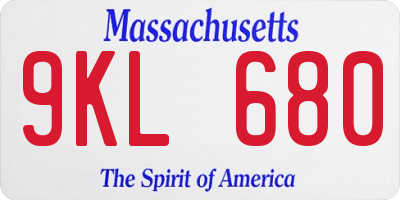 MA license plate 9KL680