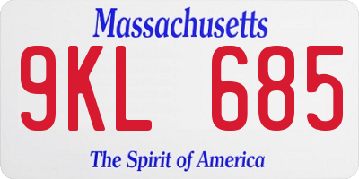 MA license plate 9KL685