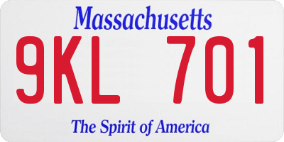 MA license plate 9KL701