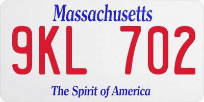 MA license plate 9KL702