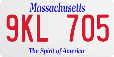 MA license plate 9KL705