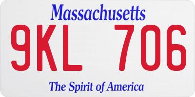 MA license plate 9KL706