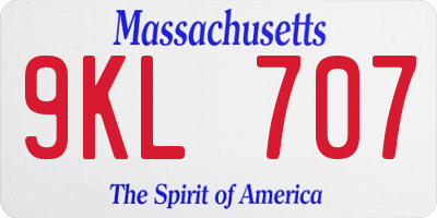 MA license plate 9KL707