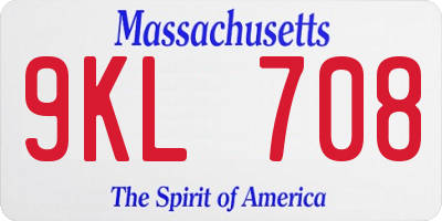 MA license plate 9KL708