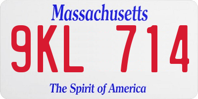 MA license plate 9KL714