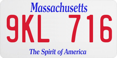 MA license plate 9KL716