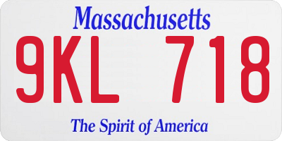 MA license plate 9KL718
