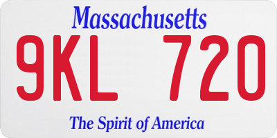 MA license plate 9KL720
